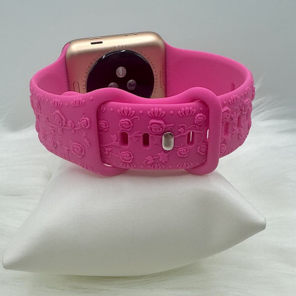 Floral Engraved Design Apple Watch Bands 42mm 44mm 45mm 49mm - Picture 8 of 8